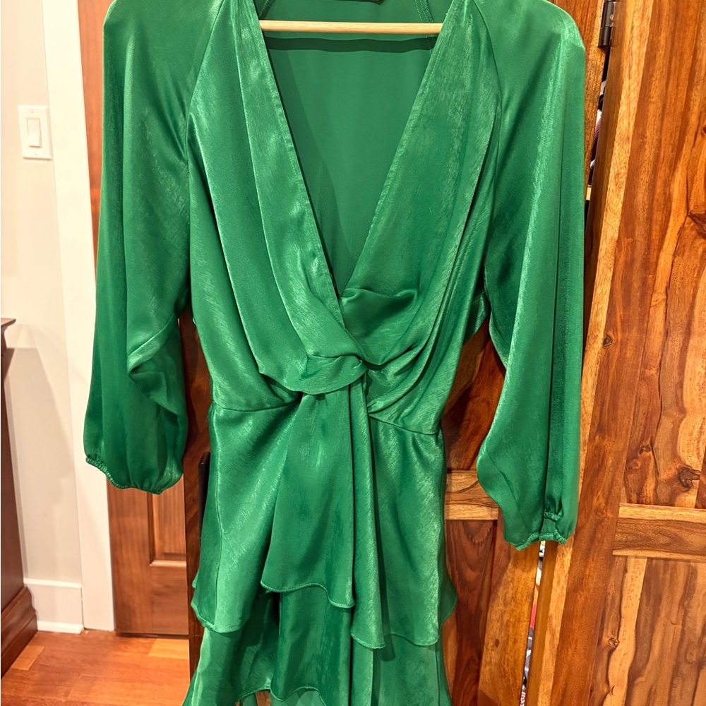 Elegant Green Wrap Dress